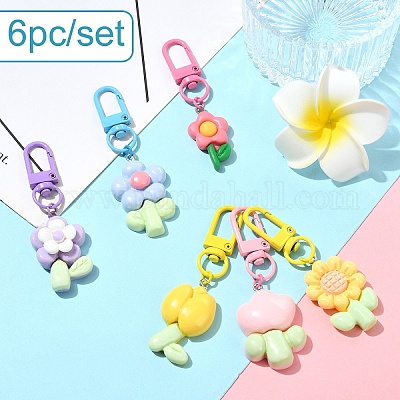 6 шт. подвеска в виде цветка из смолы HJEW-YW00056-1