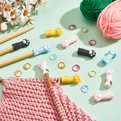 10 шт. 5 стиля силиконовые бусины кошачья лапка протекторы для спиц/стопоры для спиц DIY-NB0010-39-1