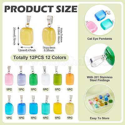 12шт 12 цвета подвески «кошачий глаз» CE-TA0001-04-1