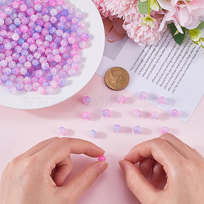 3 нити окрашенных в технике кракелюр стеклянных бусин CCG-SP0001-02-1