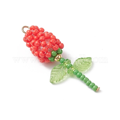 Подвески-розы из стеклянных бус PALLOY-MZ00959-03-1