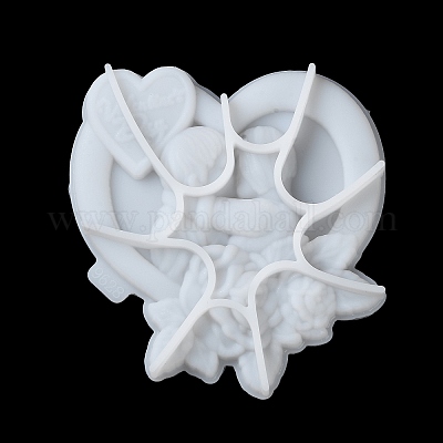 Сердце ко Дню святого Валентина с влюбленными и цветами DIY-G096-02-1