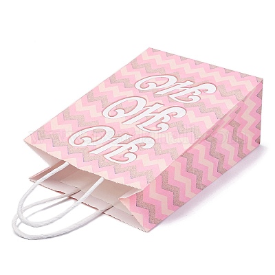 Прямоугольные бумажные упаковочные пакеты с рождественским принтом и ручками CARB-D016-04-1