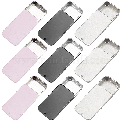 9 шт. 3-цветные жестяные коробки для хранения безделушек с раздвижной крышкой CON-CP0001-016C-1