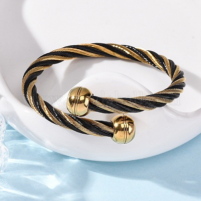 Браслеты-торсионы из нержавеющей стали 304 для женщин BJEW-P310-22G-1