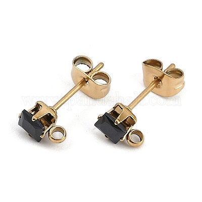 Ионное покрытие (ip) 304 нержавеющая сталь кубический цирконий серьги-гвоздики фурнитура STAS-P373-06A-05-1