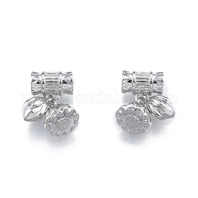 Подвески из латуни с покрытием из стручков и бутонов лотоса KK-G437-01P-1