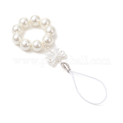 Подвеска с круглыми ракушками и бантом из искусственного жемчуга ABS HJEW-TA00363-1
