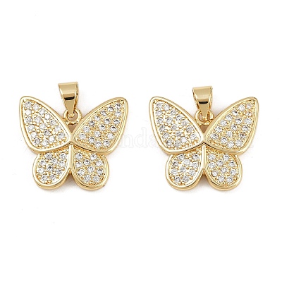 Латунные микропаве прозрачные подвески с фианитом KK-C109-01G-1