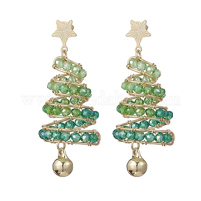 Латунные стекла болтающийся серьги EJEW-TA00738-1