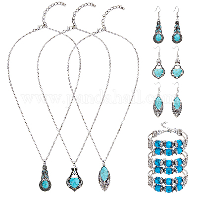 Комплект украшений из богемского стекла и пластиковых бусин SJEW-FI0001-29-1