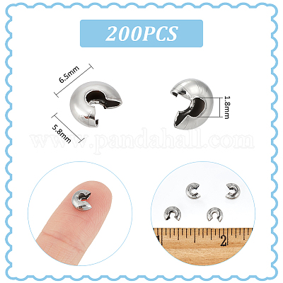 200 шт. крышки для обжимных бусин из нержавеющей стали 304 STAS-UN0055-99-1
