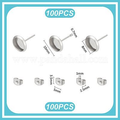 Плоские круглые серьги-гвоздики из нержавеющей стали 304 STAS-UN0060-72A-1