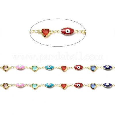 Цепь ручной работы из латуни с эмалью от сглаза CHC-I045-21G-1