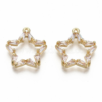 Латунные микропаве прозрачные подвески с фианитом KK-S360-051-NF-1