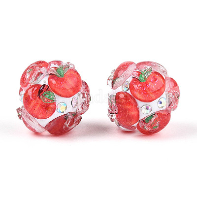 Круглые бусины из смолы в виде фруктов RESI-T059-03C-1