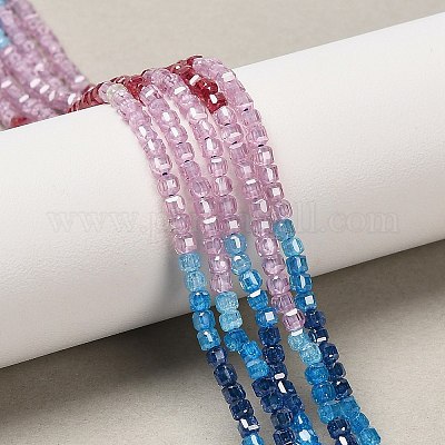 Нити бусин из кубического циркония градиентного цвета ZIRC-F144-02B-1