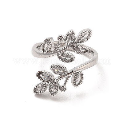 Открытые манжеты из латуни с микропаве кубический цирконий RJEW-R146-07B-P-1