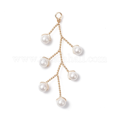 Подвески из медной проволоки с ракушками и жемчугом PALLOY-TA00324-1