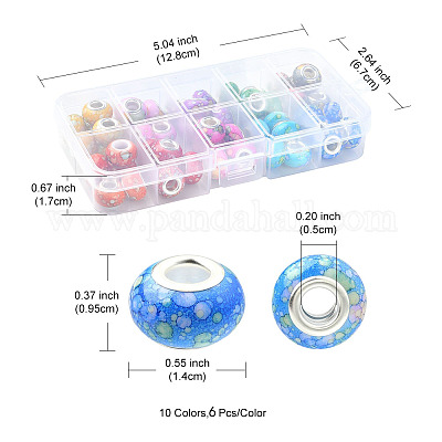 60шт 10 цвета непрозрачной смолы европейские бусины RPDL-YW0001-03-1