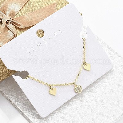 Браслеты с подвесками из латуни с микропаве из прозрачных кубических цирконий для женщин BJEW-C083-07G-1