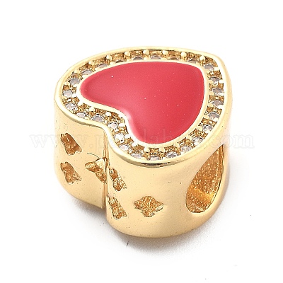 Стойка покрытие латунь с кубическим цирконием европейские бусины и эмаль KK-Q017-09A-G-1