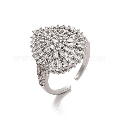 Открытые манжеты из латуни с микропаве кубический цирконий RJEW-R146-16C-P-1