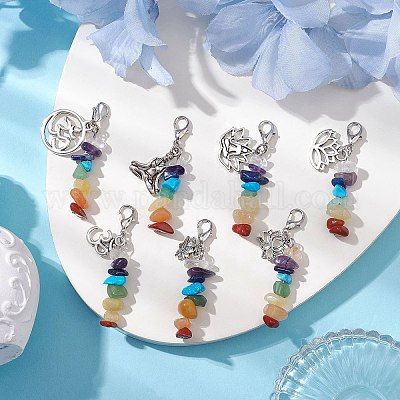 Подвески из смешанных драгоценных камней из натуральных и синтетических чакр HJEW-JM02101-1