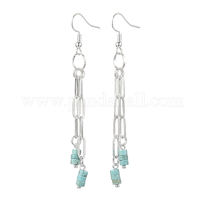 Плоские круглые подвесные серьги из натуральных смешанных камней EJEW-JE06812-1