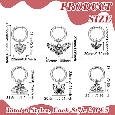 12 шт. 6 стильных подвесных украшений из сплава HJEW-GA00036-1