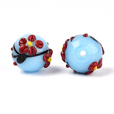 Эмалевые бусины ручной работы в технике лэмпворк LAMP-T023-23F-1