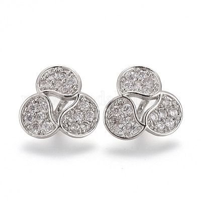 Пуговицы на хвостовике из латуни с микропейвом и прозрачным кубическим цирконием KK-H738-08P-1