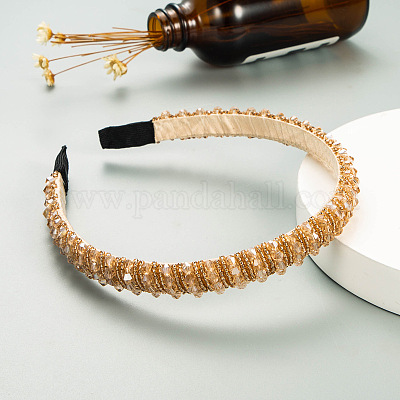 Bling bling ободок для волос из стеклянных бусин OHAR-PW0007-27L-1