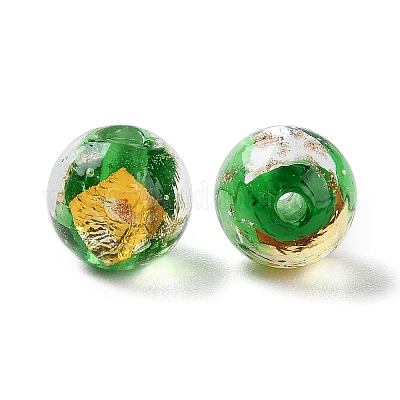 Ручной работы золотые и серебряные бусины Lampwork фольги GLAA-G107-07A-03-1