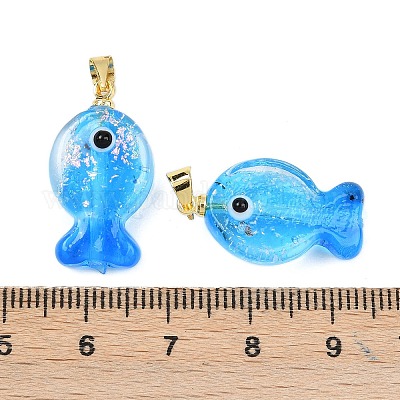 Подвески ручной работы из дихроичной фольги в технике лэмпворк DICH-G001-01G-09-1