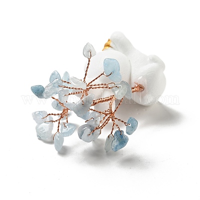 Украшения из натурального аквамаринового дерева DJEW-E007-01RC-02-1