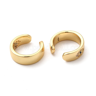 Серьги-каффы из латуни с микропаве из кубического циркония EJEW-P226-04G-1