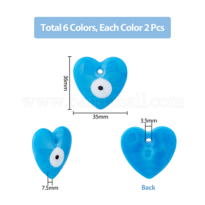 12 шт. 6-х цветные подвески ручной работы в стиле лэмпворк от сглаза LAMP-DC0001-12-1