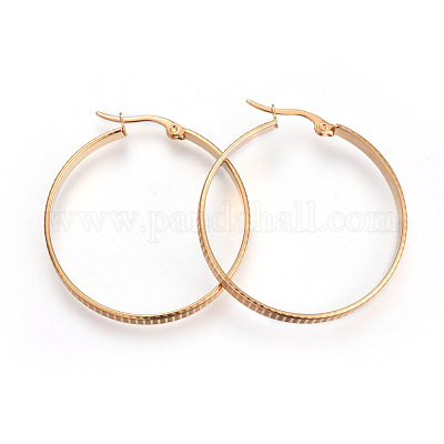 201 серьги-кольца из нержавеющей стали EJEW-A054-52G-1