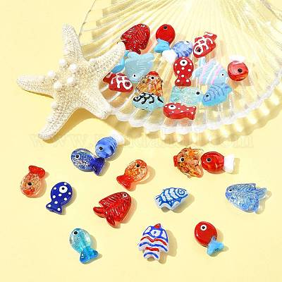 14 шт. 7 вида окрашенных стеклянных бусин LAMP-FS0001-64-1