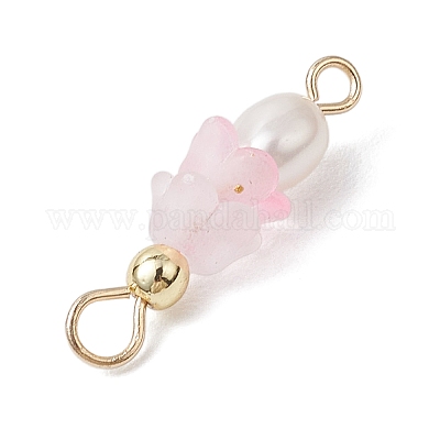 Подвески-шармы из искусственного пресноводного жемчуга и акрила с матовым цветком PALLOY-JF03590-02-1