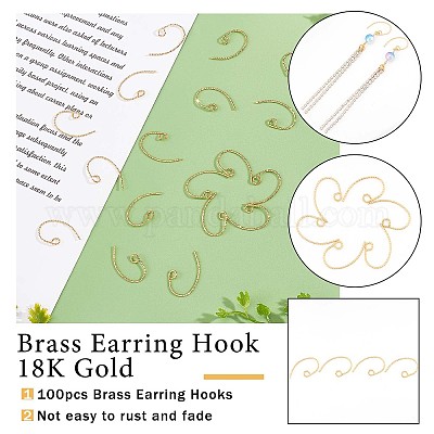 Wholesale PandaHall Elite 100Pcs Brass Earring Hooks 