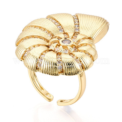 Латунные микропаве кубические цирконии регулируемые открытые манжеты кольца для женщин RJEW-N051-02G-1