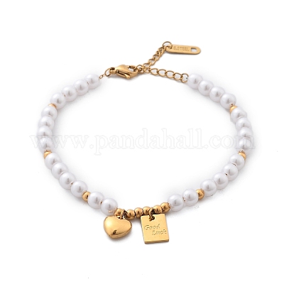 Ионное покрытие(ip) 304 нержавеющая сталь браслеты с подвесками для женщин BJEW-P345-05G-1