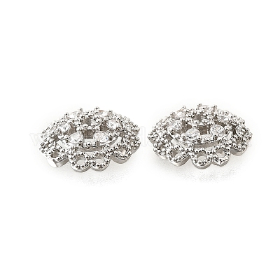 Колпачки для бусин из прозрачного кубического циркония с микропаве из латуни KK-V008-33P-1