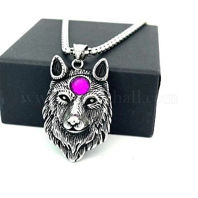 Винтажные ожерелья из нержавеющей стали с подвеской в виде волка для мужчин AD3980-1