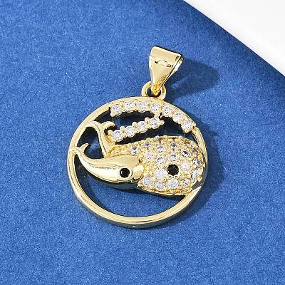 Комплект из латунного кулона и серег-гвоздиков с микропаве из кубических цирконий для женщин SJEW-F227-01E-G-1