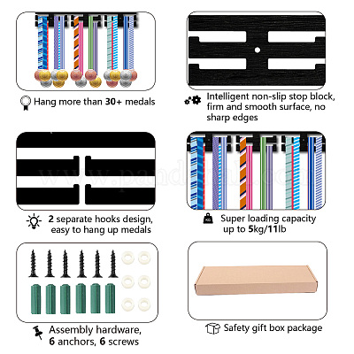 Вешалка для медалей из модного дерева ODIS-WH0041-161-1