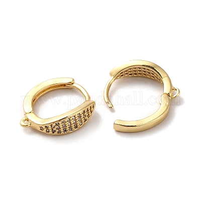 Латунные серьги-кольца из прозрачного кубического циркония ZIRC-Q201-24G-1
