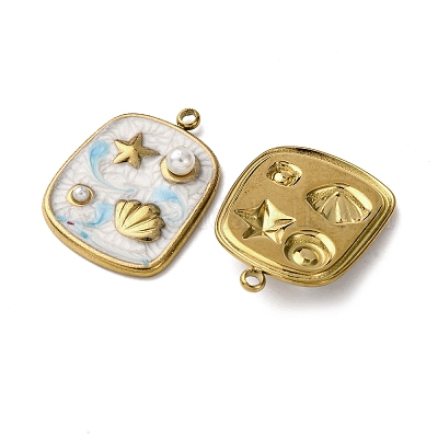 Подвески из нержавеющей стали 304 с эмалью STAS-P406-25B-G-1